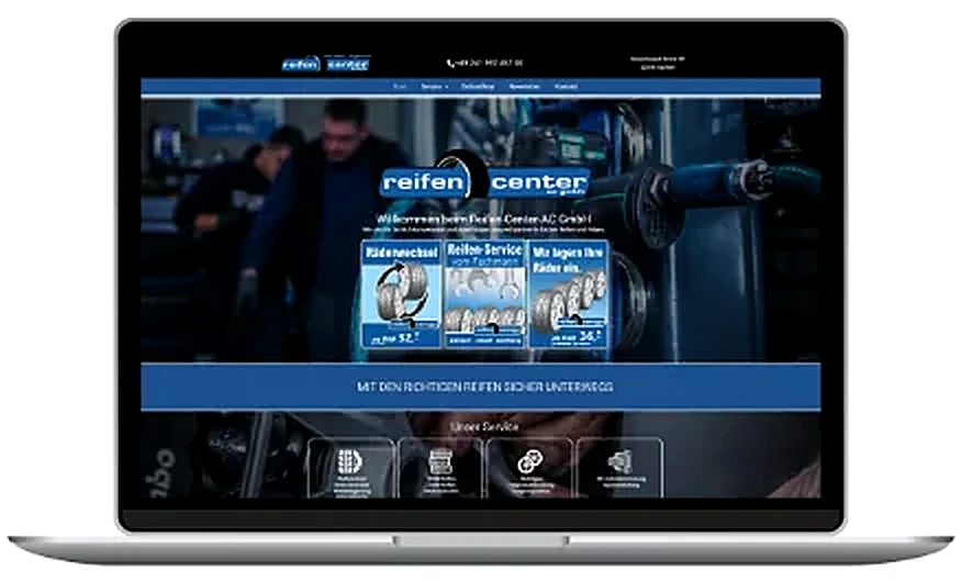 Website-Auftritt des Reifen Center Aachen
