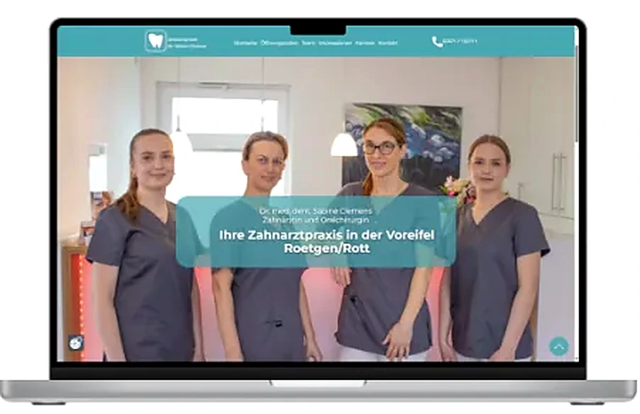 Website und Teamdarstellung der Zahnarztpraxis Dr. med. dent. Sabine Clemens